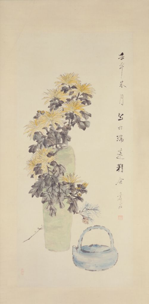 图片[1]-Empty Valley Vase Chrysanthemum Chart Axis-China Archive